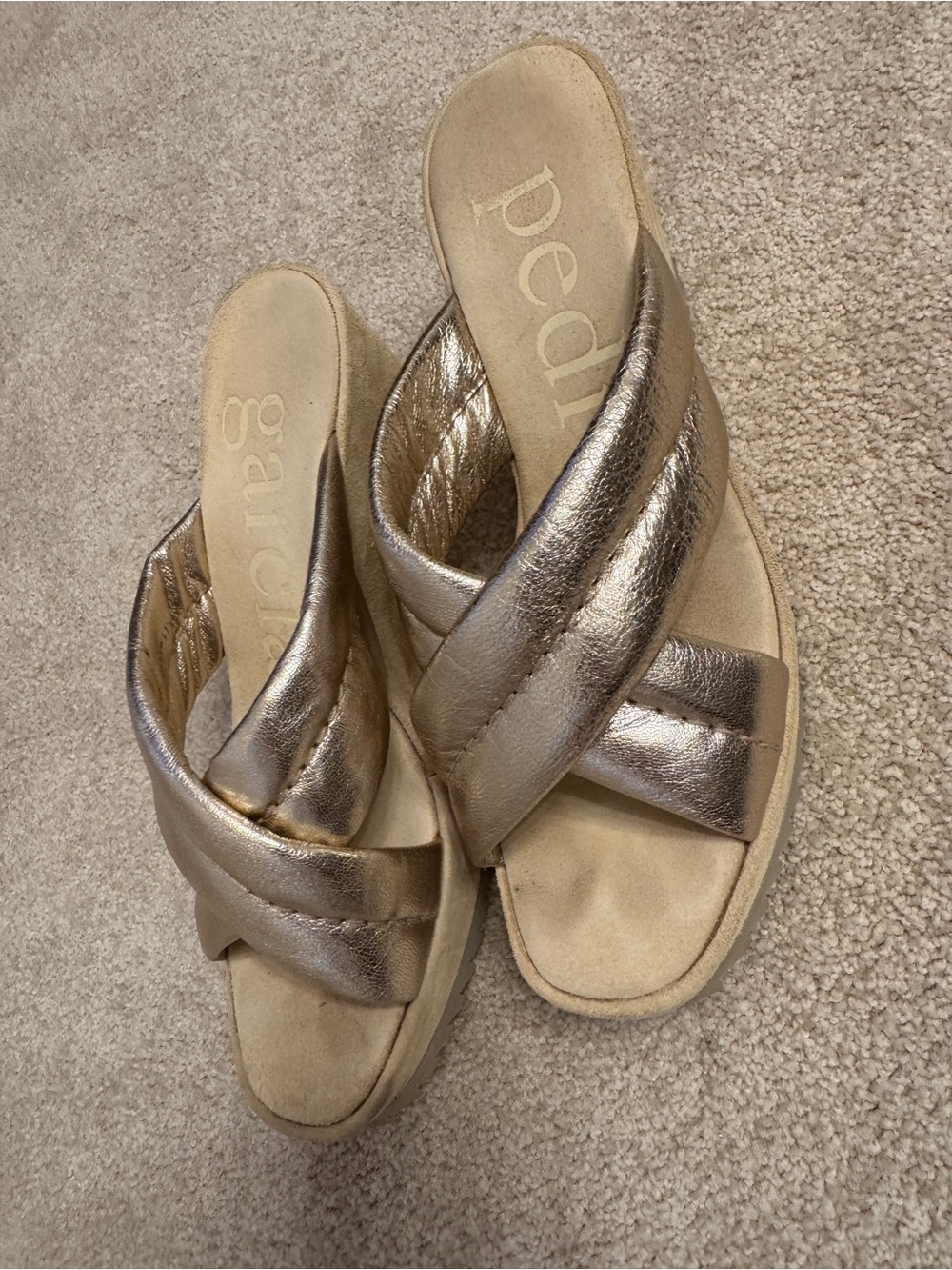 Pedro Garcia Metallic Rose-Gold Platform Slide Sandal - Picture 3 of 9